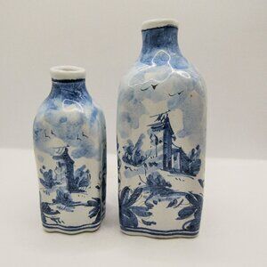 Set of Signed Albisola Italian Ceramic Flasks